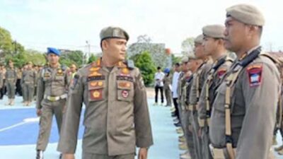 Satpol PP Padang menggelar Apel gabungan dalam rangka evaluasi kinerja.