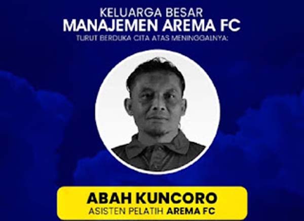 Asisten pelatih Arema FC Kuncoro meninggal dunia