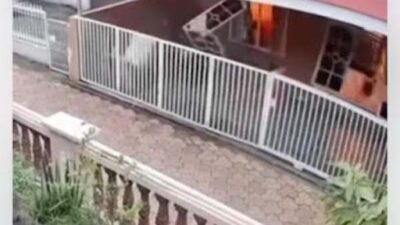 TKP detik-detik ledakan tabung gas LPG 12 kg di Palembang