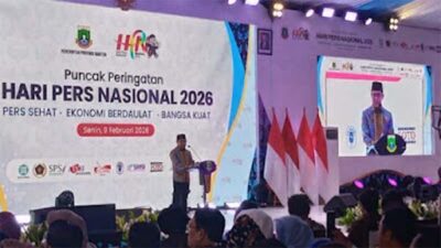 Bupati Agam, Benni Warlis, menghadiri peringatan Hari Pers Nasional (HPN) 2026