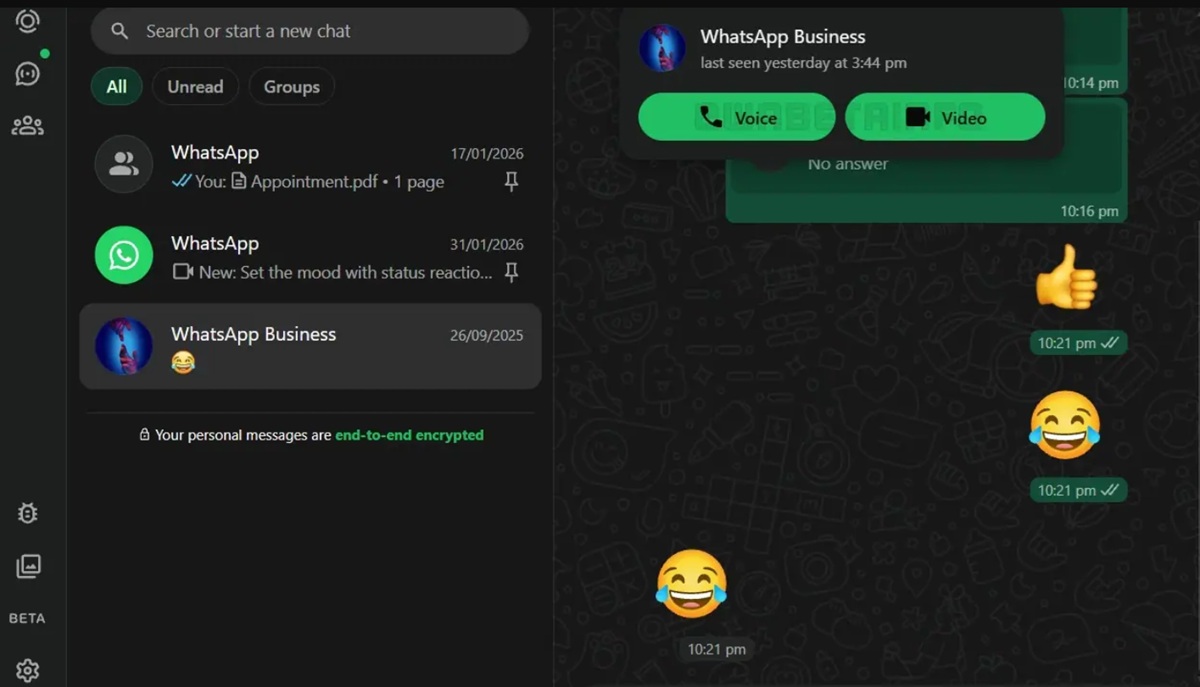 WhatsApp Web akan menambahkan fitur panggilan suara dan video.