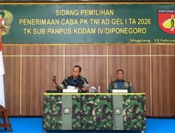 Pangdam IV/Diponegoro Pimpin Sidang Sub Panpus Caba PK TNI AD Gelombang I TA 2026 di Magelang