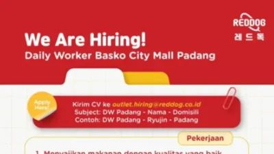 Lowongan Daily Worker di Reddog Basko City Mall Padang, Segera Kirim CV Anda!