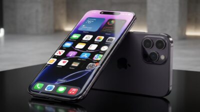 Ilustrasi iPhone layar lengkung.