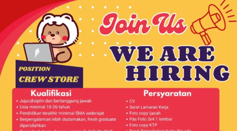 Lowongan Kerja Momoyo, Dibuka Posisi Crew Store untuk Penempatan Padang.