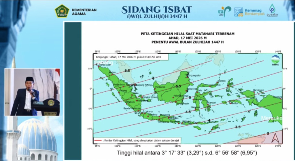 Anggota Tim Hisab Rukyat Kementerian Agama (Kemenag), Cecep Nurwendaya menyampaikan data hisab.