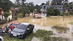 Kondisi banjir di Kendari, Sulawesi Tenggara.