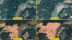 Citra satelit di lokasi tambang emas ilegal.