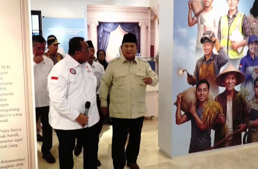 Presiden Prabowo Subianto saat meresmikan Museum Ibu Marsinah dan Rumah Singgah di Nganjuk, Jawa Timur, Sabtu (16/5/2026).