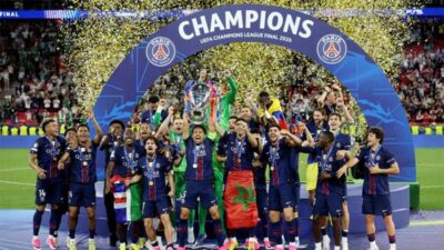PSG juara Liga Champions setelah menang adu finalti dengan Arsenal, Sabtu (30/5/2026).(rauter)