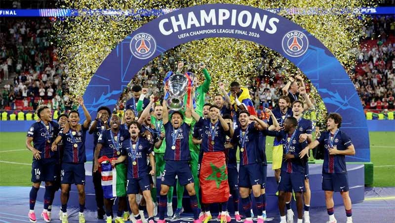 PSG juara Liga Champions setelah menang adu finalti dengan Arsenal, Sabtu (30/5/2026).(rauter)