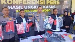 Kapolres Bondowoso, AKBP Aryo Dwi Wibowo saat gelar perkara kasus peredaran sabu.