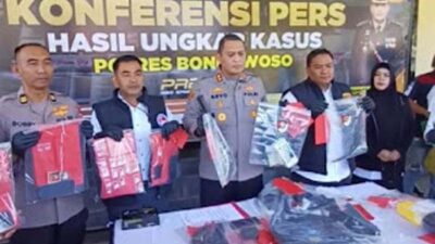 Kapolres Bondowoso, AKBP Aryo Dwi Wibowo saat gelar perkara kasus peredaran sabu.