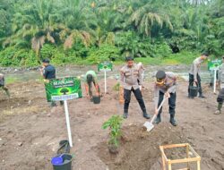 Gerakan Penghijauan, Polres Pasbar Gelar Penanaman Pohon di Pinggiran Sungai Batang Toman