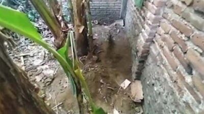TKP Gatot Tri Wahyu (53), ditemukan tewas terkubur di halaman belakang rumahnya