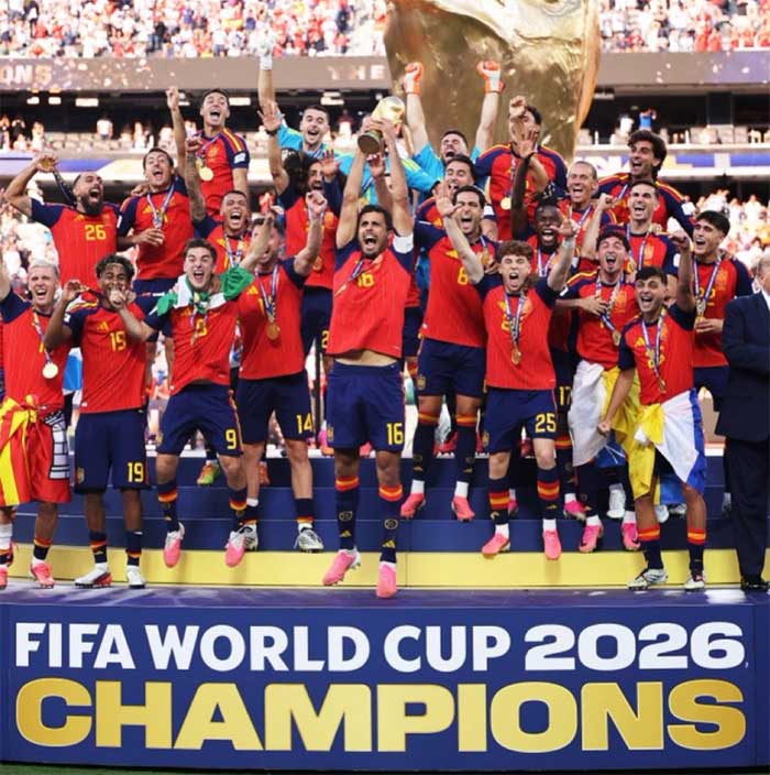 Spanyol juara piala dunia setelah menundukkan Argentina 1-0 di final, Senin (20/7/2026) dinihari.