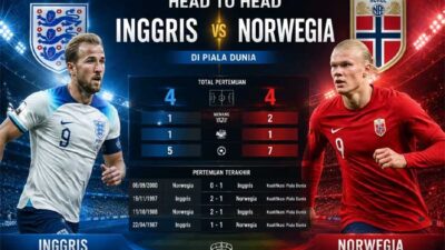 Inggris vs Norwegia perempat final Piala Dunia 2026 dinihari nanti.