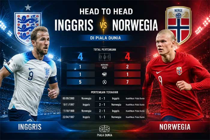 Inggris vs Norwegia perempat final Piala Dunia 2026 dinihari nanti.