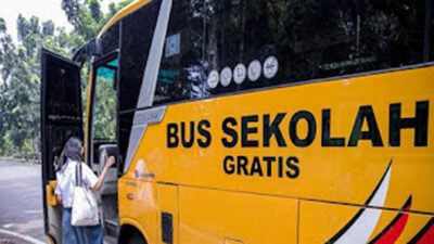 Ilustrasi bus sekolah gratis.