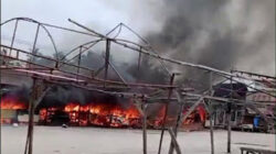 Kebakaran di Pasar Sumani, Lima Petak Kios Hangus Terbakar